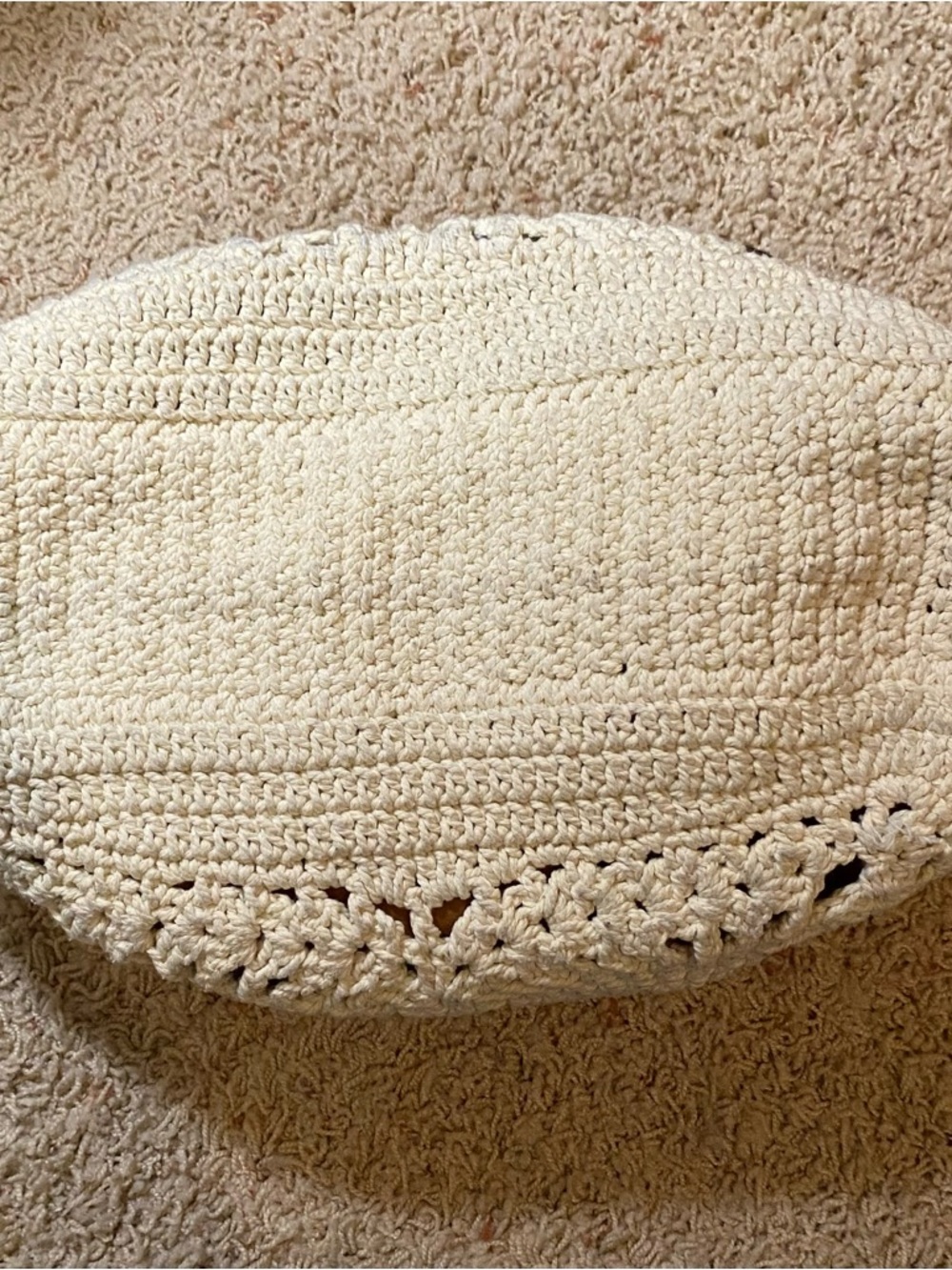Neutral Crochet Tote Bag with Brown Tassel Straps - Patricia Nash. - Picture 5 of 12
